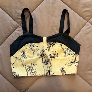 Cider Black and Yellow Floral Crop Top